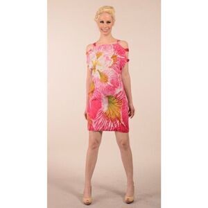 ETCETERA VINTAGE SILK PINK FLORAL STRAPPY OPEN SHOULDER DRESS size 6‎